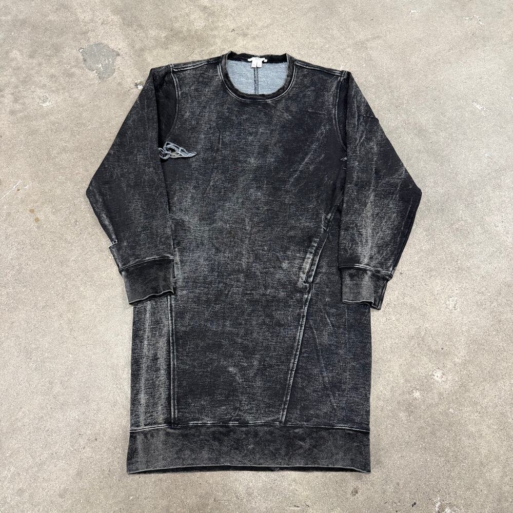 Helmut Lang Desginer Acid Wash Distressed Sweatshirt Dress Black Women Medium - Picture 1 of 8